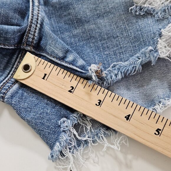 American Eagle Shorts Women 12 Blue Distressed Lace Cotton Stretch Beach Boho - Picture 6 of 16